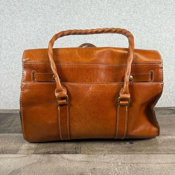 Patricia Nash Tan/Brown Vienna Satchel Leather Large Bag Purse - Picture 9 of 14